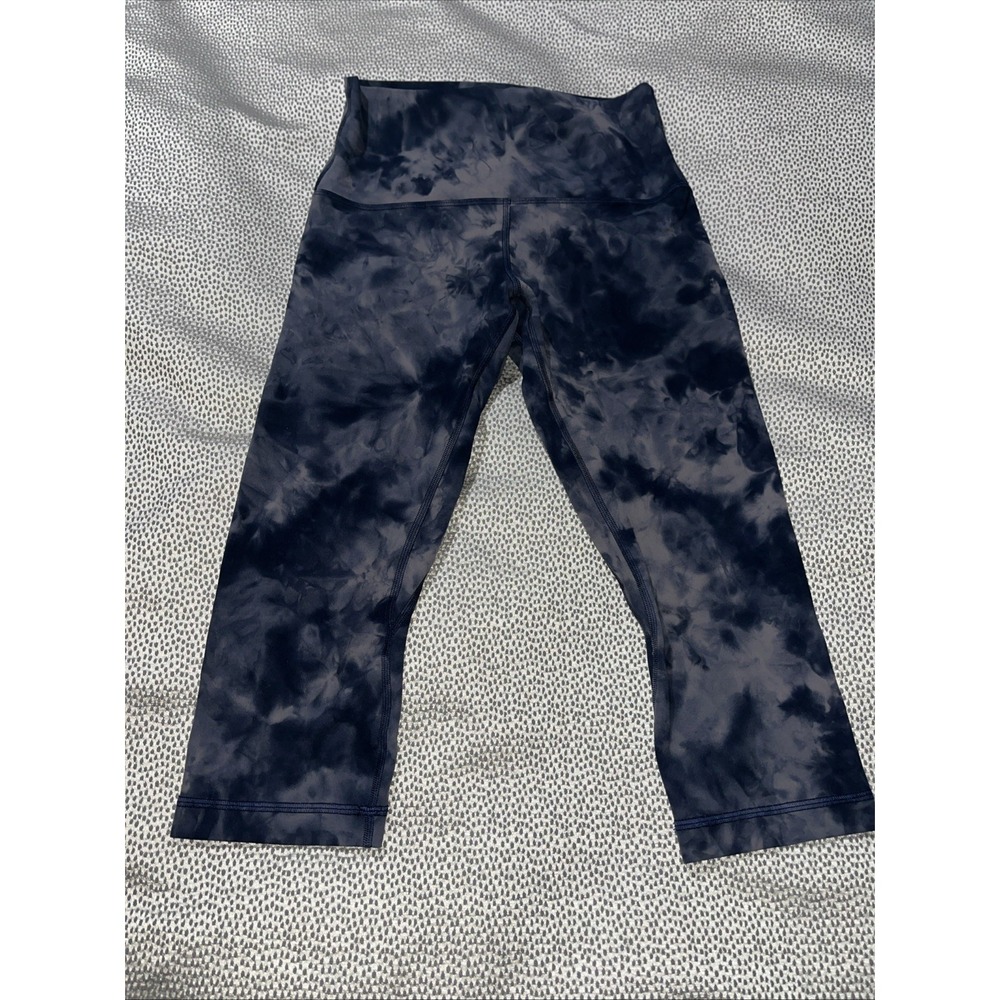 Lululemon Align Crop Hi Rise 17" Size 6 Diamond Dye Navy Grey